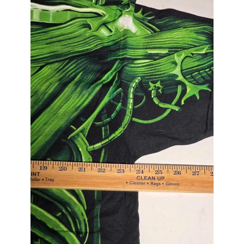 Liquid Blue Mens‎ Cyber Skull T-Shirt XL Neon Green All Over Print Skeleton 2017